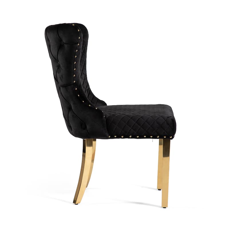 Furniture of America Thaddeus Glam Fabric Dining Chair with Nailhead Trim (Set of 2)