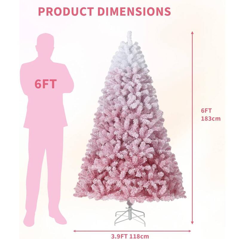 Pink Snow Flocked Artificial Christmas Tree for Home Office - N/A
