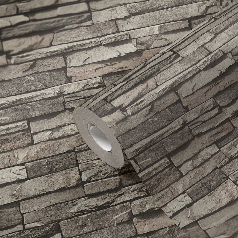Galerie Wallcoverings Bricks and More Collection Chic Stonewall Effect Matte Finish Vinyl on Non-woven Wallpaper Roll