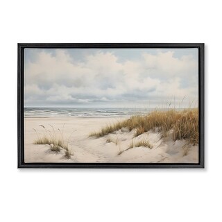 Stupell Seascape with Soft Grasses Framed Floater Canvas Wall Art ...
