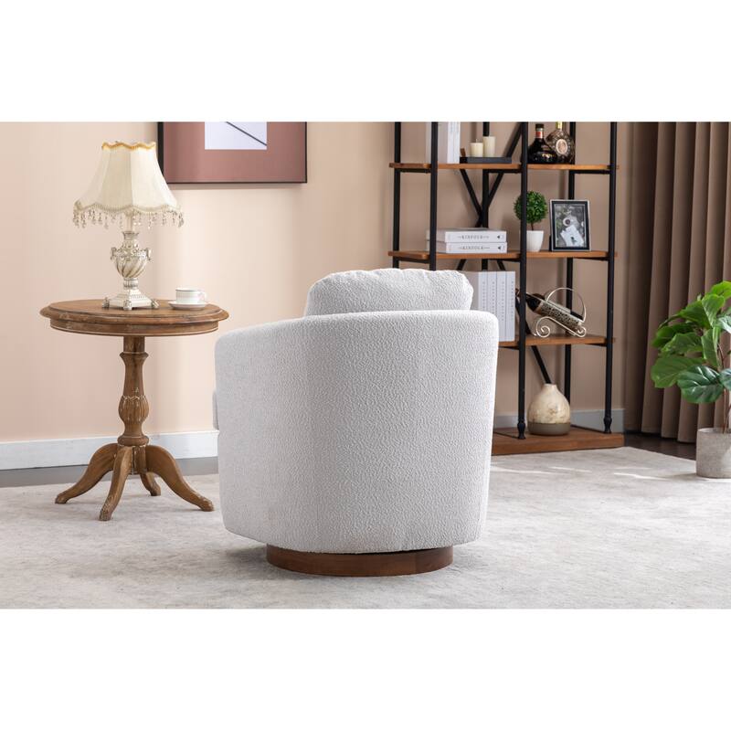 Light Gray 30.3" Swivel Accent Chair with Wood Base