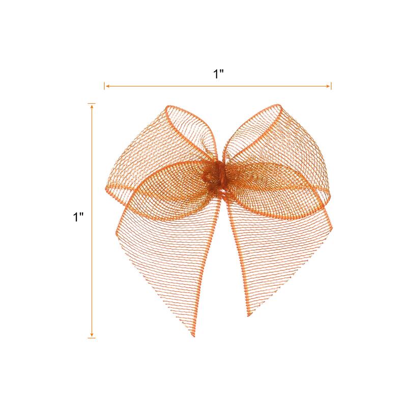 50Pcs Mini Chiffon Ribbon Bow 1" Mini Fabric Satin Craft DIY - Deep Orange