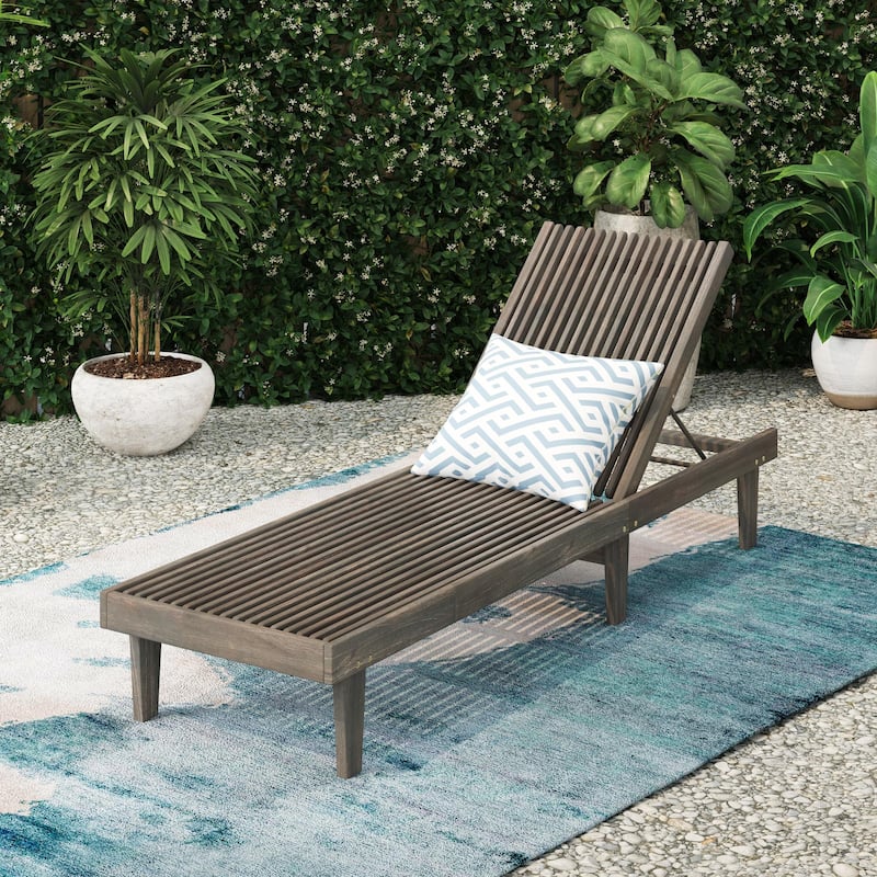Outdoor Solid Wood Frame Slat Recliner