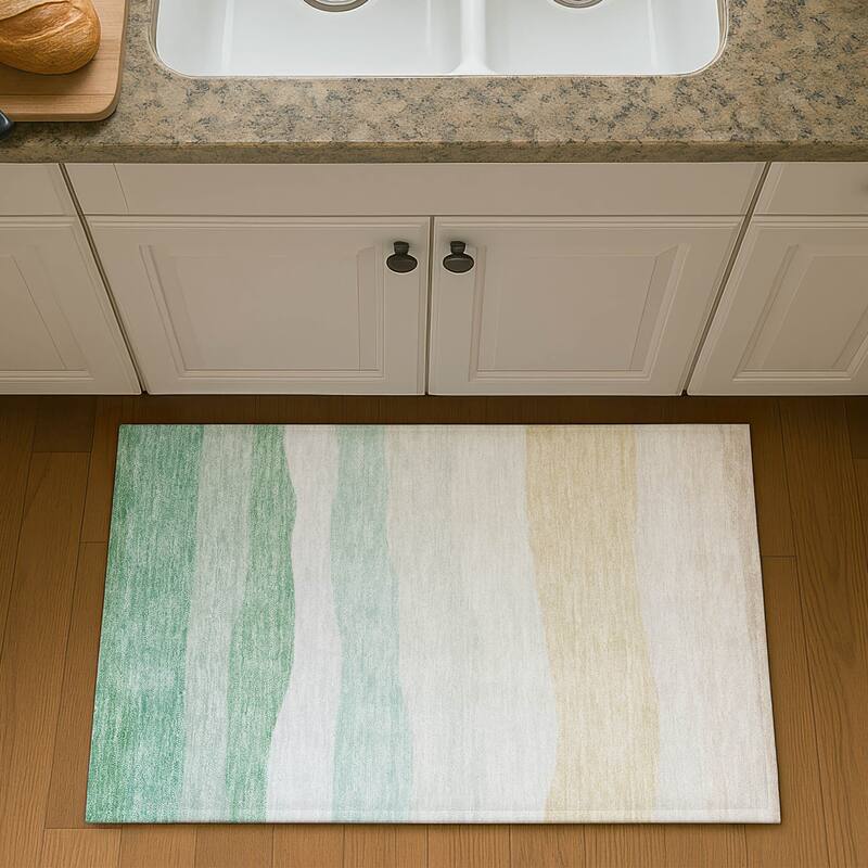 Premium Washable Super Soft Ombre Stripe Mayfield Rug - Teal - 1'8" x 2'6"