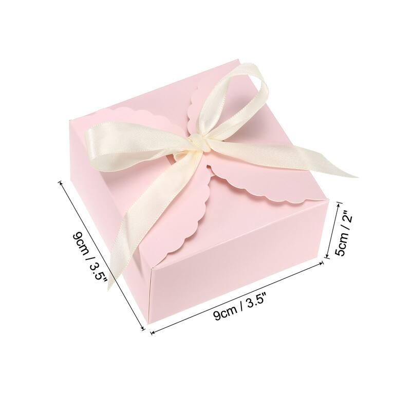 Gift Boxes, 10 Pcs Wedding Gift Boxes with Ribbon 3.5 x 3.5 x 2 Inch - Pink