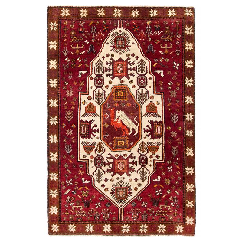 ECARPETGALLERY Hand-knotted Konya Anatolian Red Wool Rug - 5'2 x 8'0 - Dark Red - 5'2 x 8'0