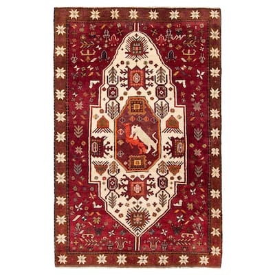 ECARPETGALLERY Hand-knotted Konya Anatolian Red Wool Rug - 5'2 x 8'0