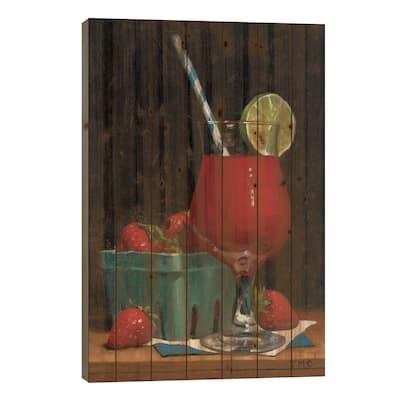 Strawberry Daquiri Print On Wood by Todd M. Casey - Multi-Color