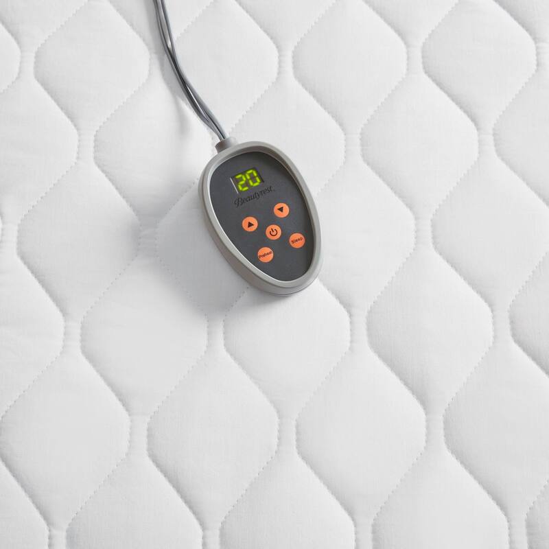 Beautyrest Cotton Deep Pocket Heated Mattress Pad-20 Heat Settings - White