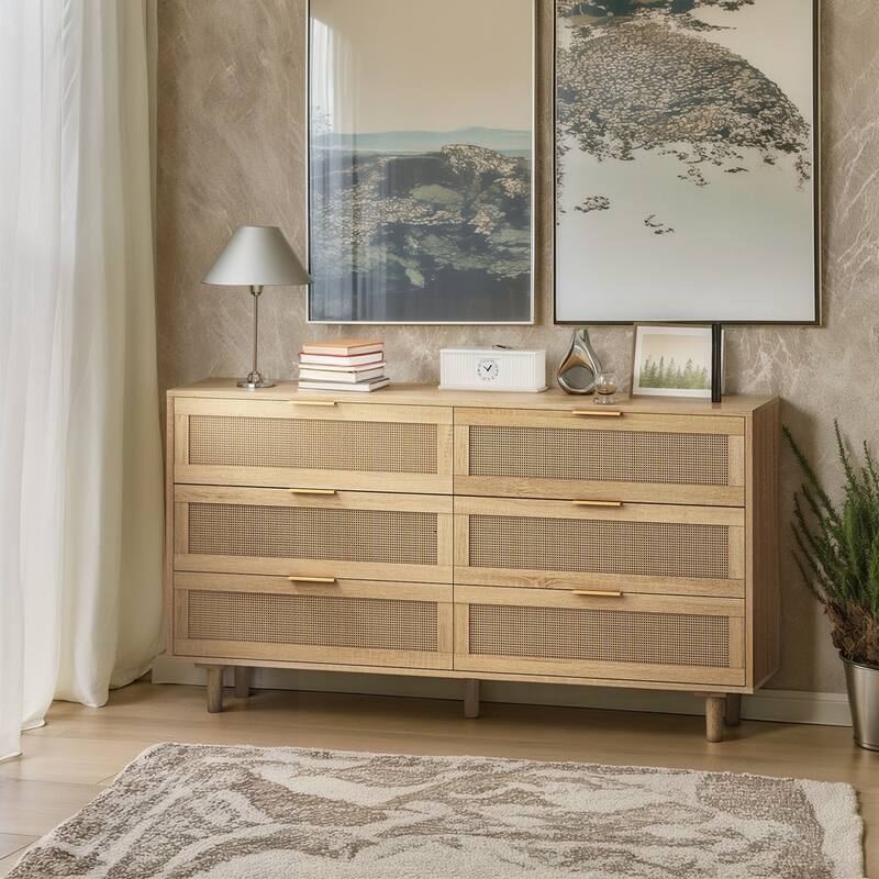 6-Drawers Rattan Storage Cabinet