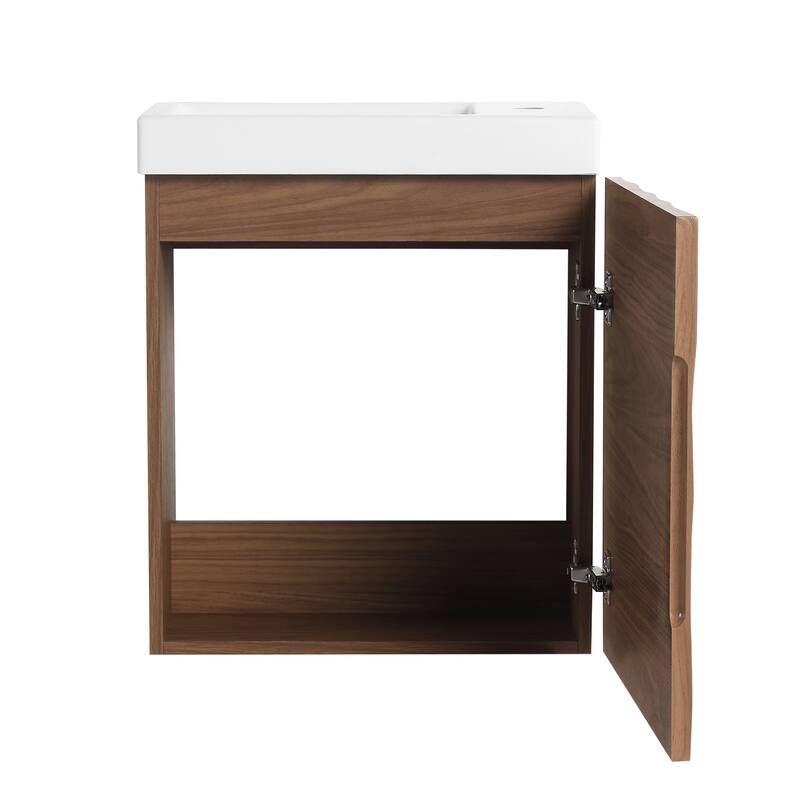 GDFStudio - Helsinki 18.5" Modern Wall-Mounted Bathroom Vanity Set with Resin Sink, Soft Closing Door & Antirust Hardware