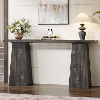 63-inch Wood Console Table, Modern Tall Console Table for Living Room ...