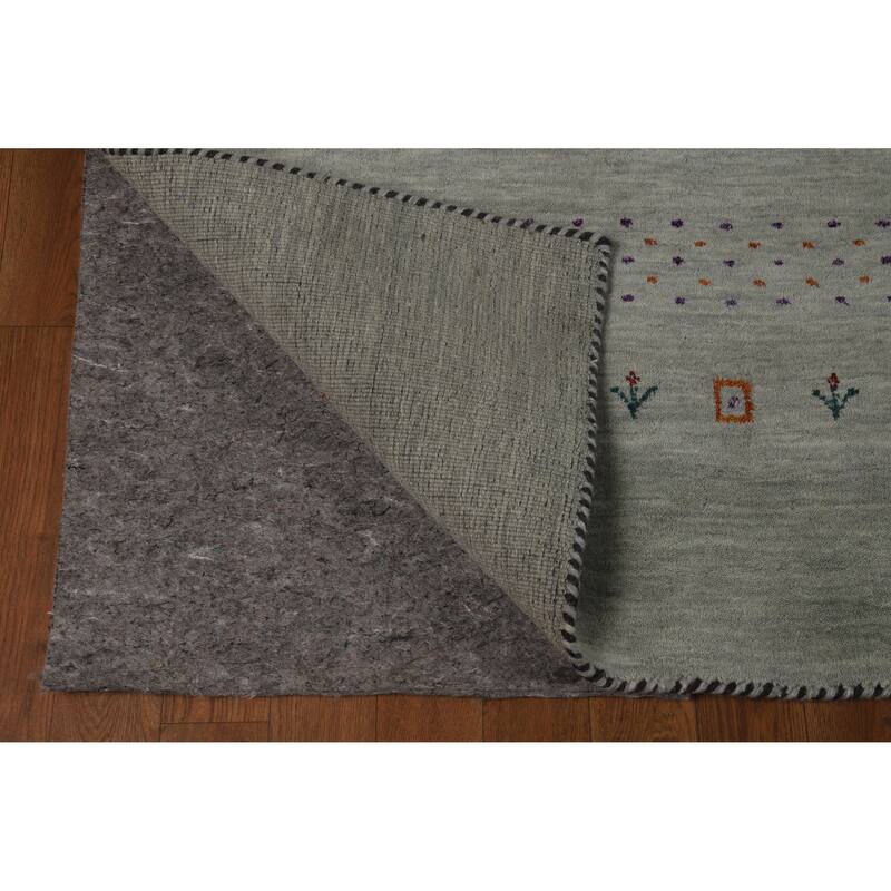 Hand Knotted Oriental 100% Wool Carpet Tribal Animal Pictorial Greys & Charcoal Gabbeh Area Rug - 9' 11'' X 8' 2''