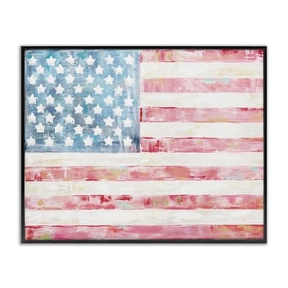 Stupell Patriotic Brushed Flag Framed Giclee Art Design By Jenny Westenhofer