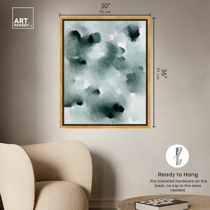 Art Remedy Diluted Smoke In The Snow Framed Watercolor Boho Abstracts