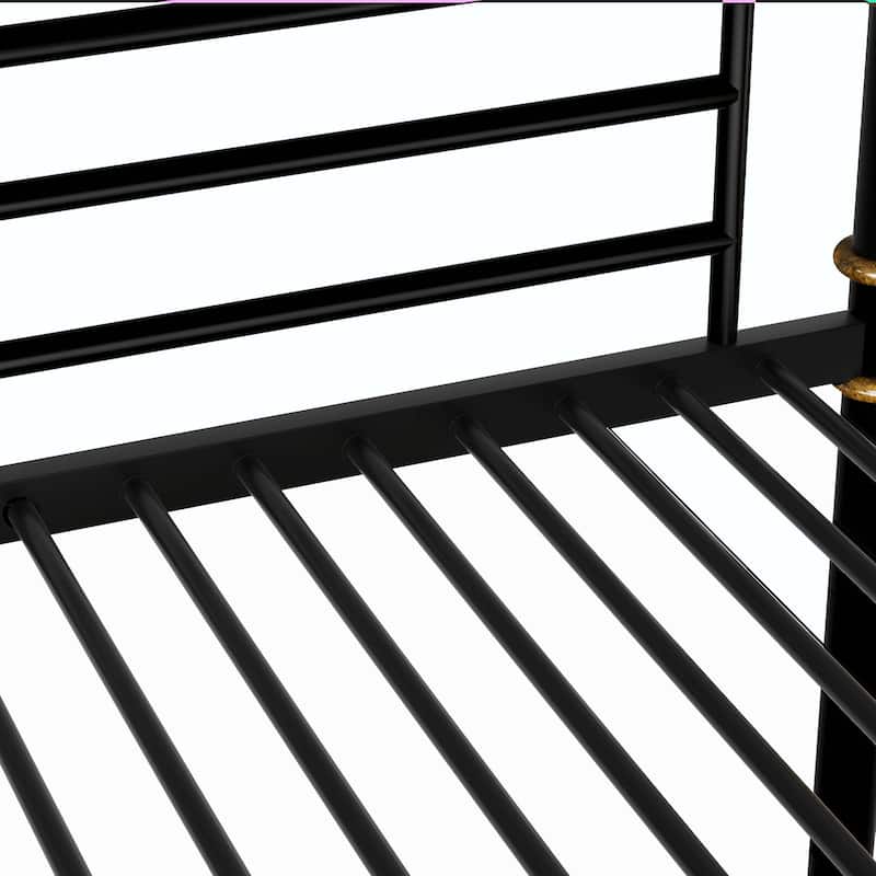 Industrial Twin XL Metal Bunk Bed with Safety Guard Rails - Detachable for Teens