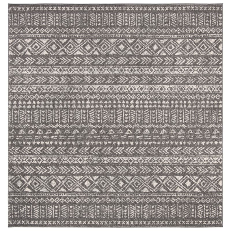 SAFAVIEH Tulum Sophronia Moroccan Boho Rug - 8' Square - Dark Grey/Ivory