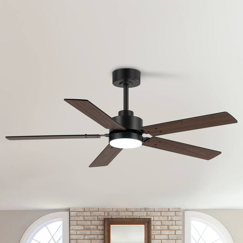 42/48/52/56/62-IN LED Ceiling Fan with Light Kit and Remote(5/7-Blade) - 48" - Black&Walnut