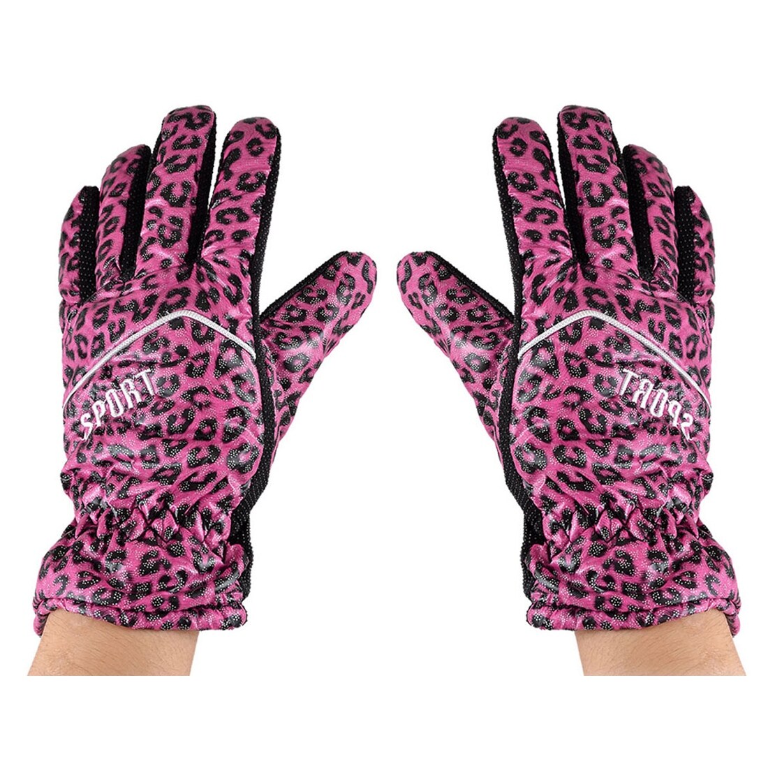 leopard print winter gloves