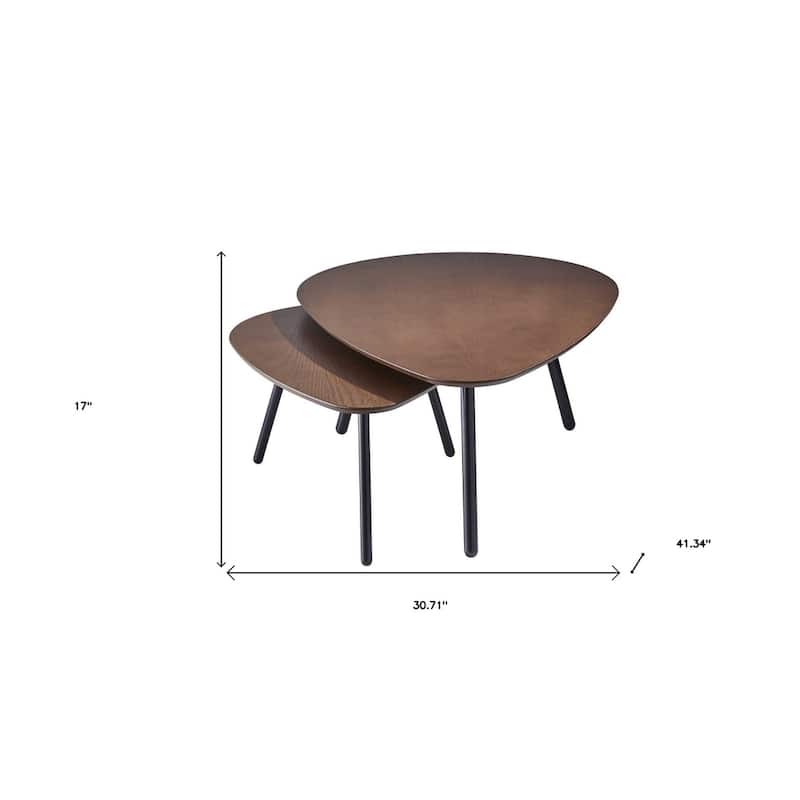HomeRoots Set of Two Brown And Black Wood And Metal Oval Nested Tables - 30.71