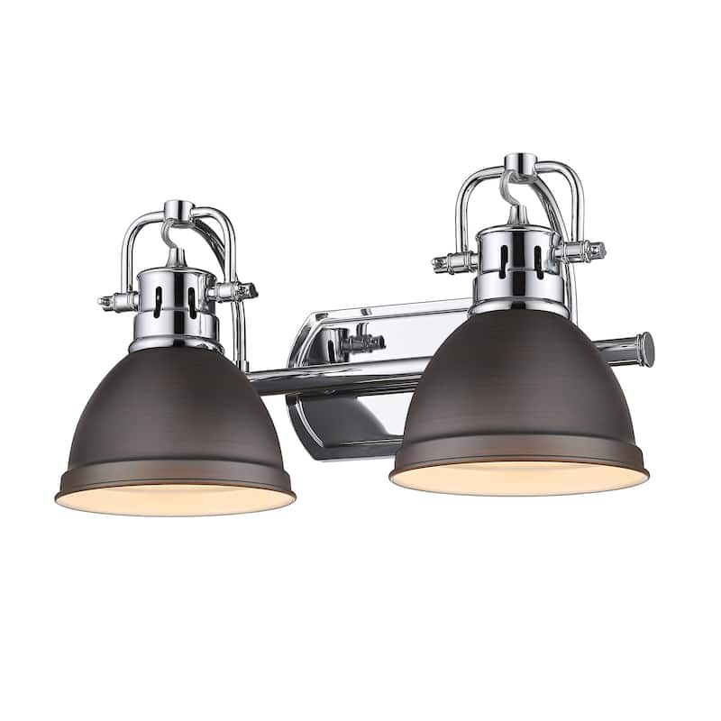 Duncan 2-Light Bath Vanity - Chrome with Rubbed Bronze Shades