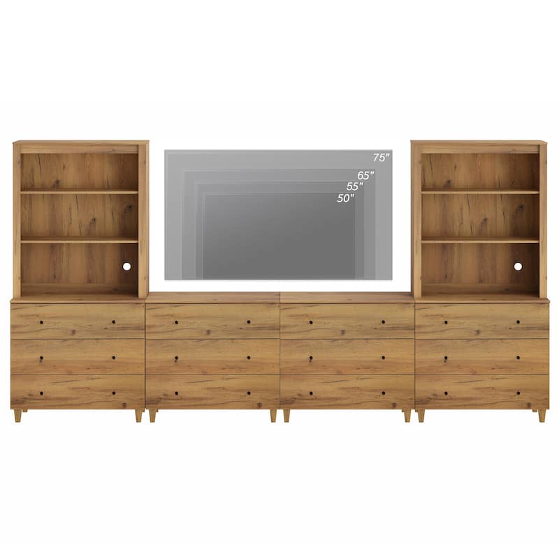 WAMPAT Entertainment Center for 75 Inches TVs with Bookshelves & Drawers
