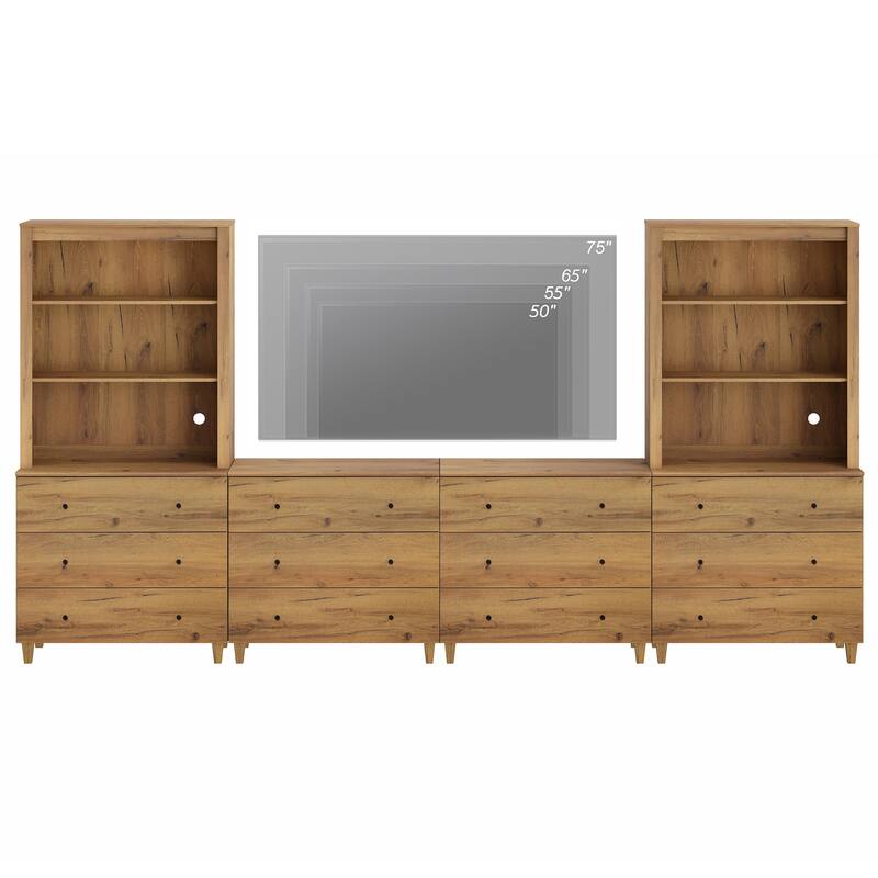 WAMPAT Modern Entertainment Center with Bookshelves for 75" TVs