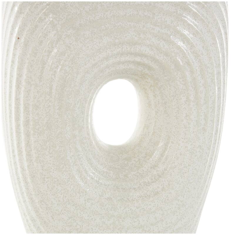 Ceramic Abstract Ribbed Cutout Decorative Vase with Speckled Texturing - White - Roche River Decor