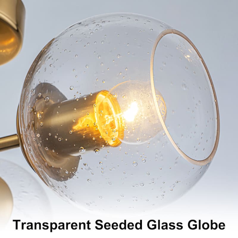 Starsky 3-Light Modern Sputnik Seeded Glass Globes Semi Flush Mount Ceiling Light