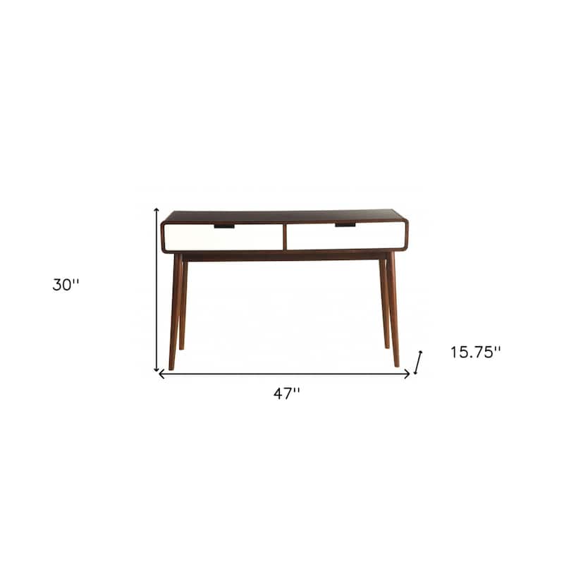 47" Rectangular Wood Console Table with Storage Modern Walnut Hall Table with Two Drawers - 47"L x 15.75"W x 30"H