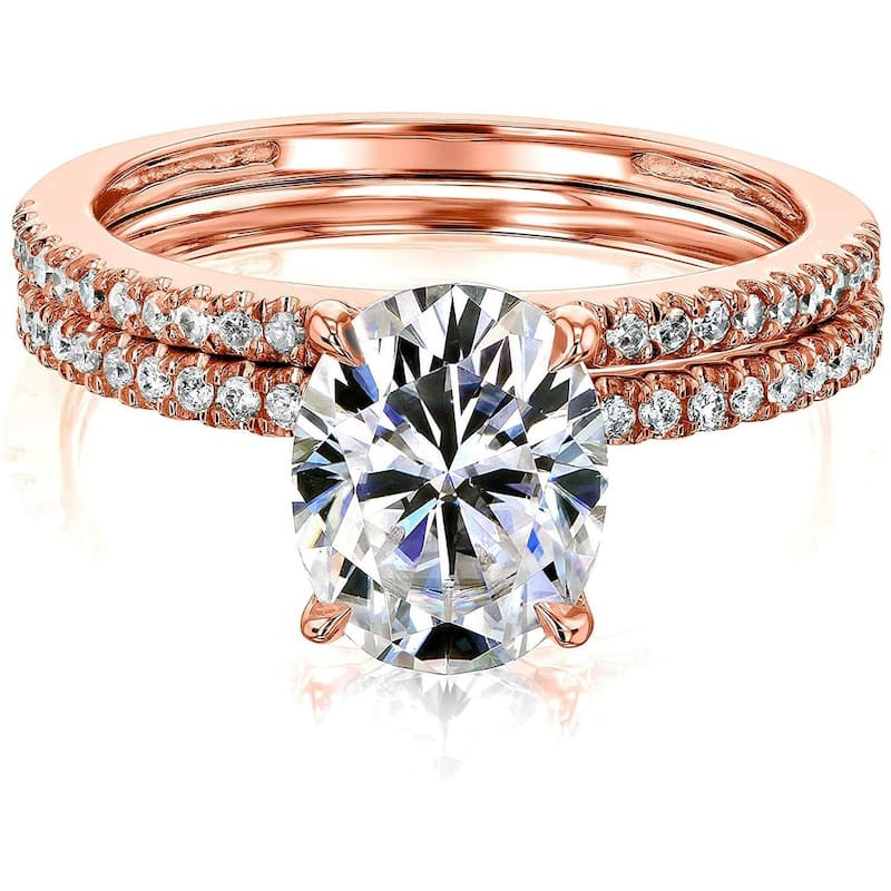 Annello by Kobelli 14k Gold 2.1ct TGW Moissanite and Lab Diamond Bridal Set (HI/VS, DEF/VS)