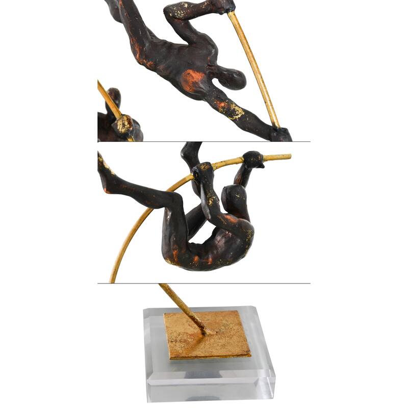 Pole Vaulters on Glass Base Set of 3