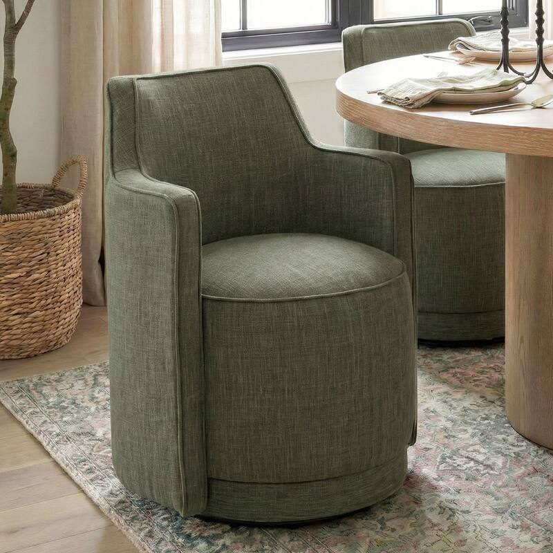 19" Upholstered Swivel Dining Chair - Green