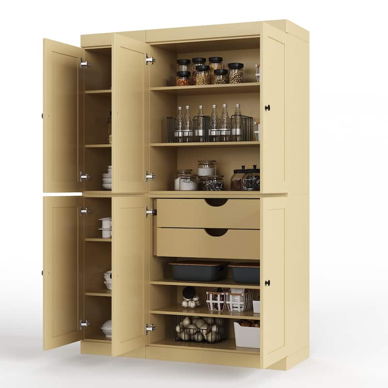 Palace Imports 100% Solid Wood 48.5" Pantry Cabinet with Shaker Doors, 2-Drawers and Adjustable Shelves