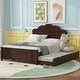 preview thumbnail 2 of 24, Full Platform Bed with Headboard & Twin Trundle - Pine Wood Frame, Cappuccino