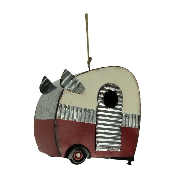 Galvanized Metal Retro Camper Hanging Birdhouse - 6 X 6.25 X 3.25 inches