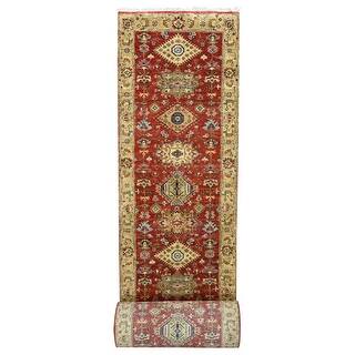 Shahbanu Rugs Red and Gold Karajeh Design with Geometric Medallions ...
