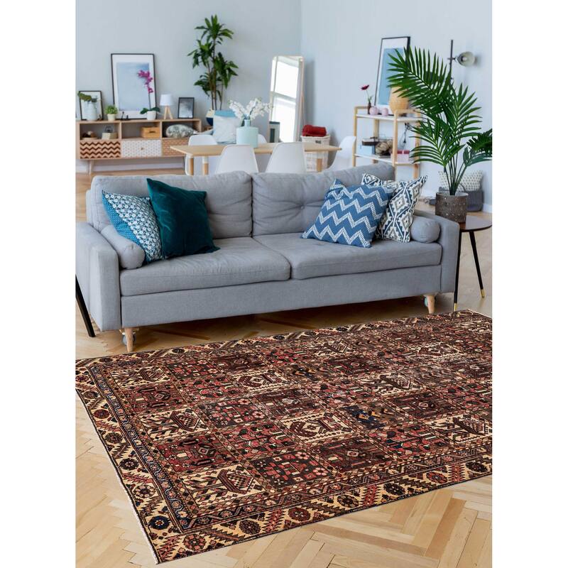 ECARPETGALLERY Hand-knotted Kayseri Vintage Brown, Red Wool Rug - 6'5 x 9'2
