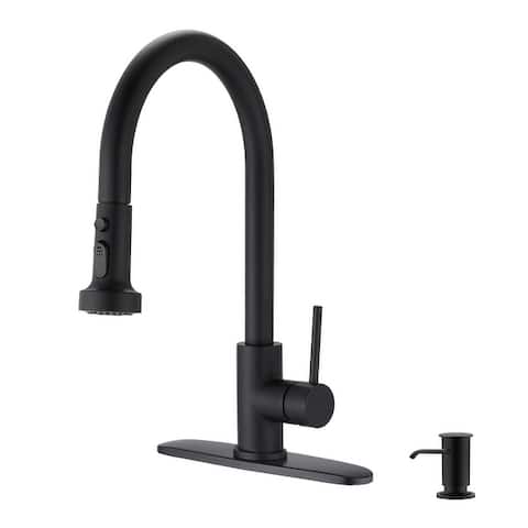 Proox Single handle Kitchen Faucet Pull Down Sprayer w/ Soap dispenser