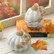 preview thumbnail 64 of 94, Glitzhome Fall Harvest Handblown Glass Pumpkins Set Thanksgiving Table Centerpieces Set of 2-Gray Marble
