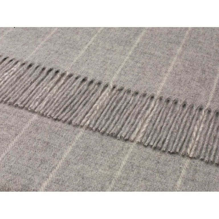 Merino Lambswool Pinstripe Gray Throw Blanket