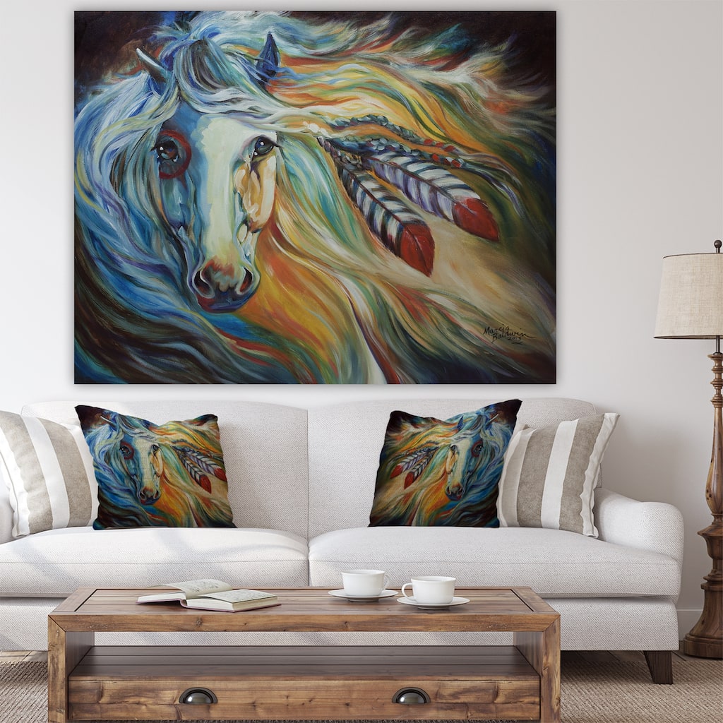 Porch & Den "Breaking Dawn Indian War Horse" Cottage Canvas Art Print