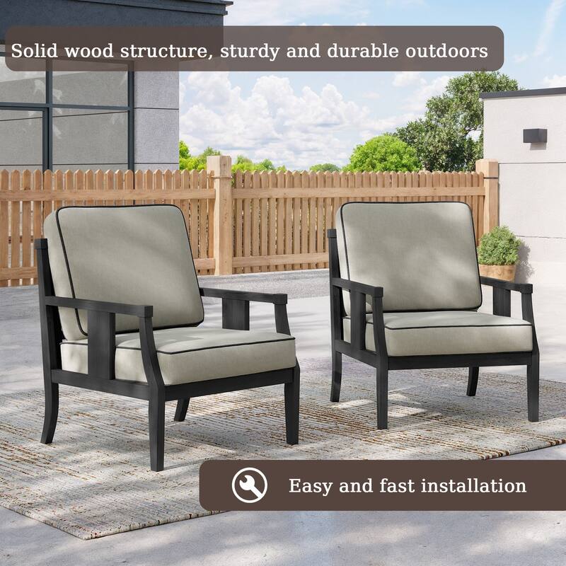 2 Set Outdoor Patio Club Chair with Cushion Patio Arm Lounge Chair