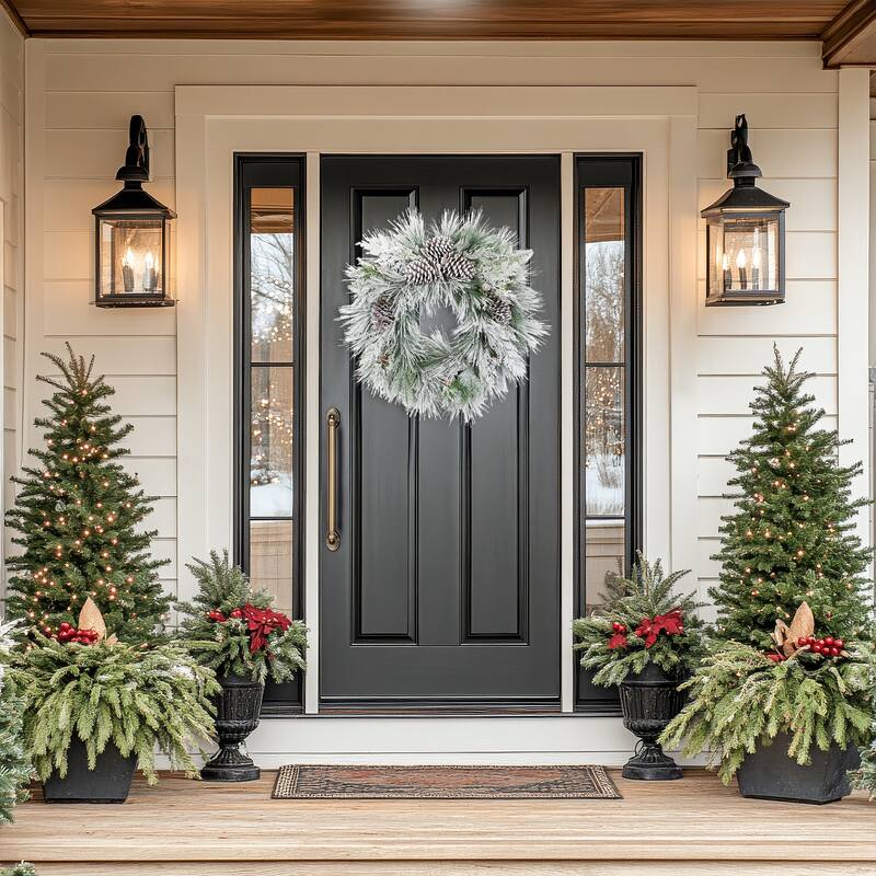 Snowy Long Needle Pine and Pinecone Artificial Christmas Wreath - 26" - Unlit