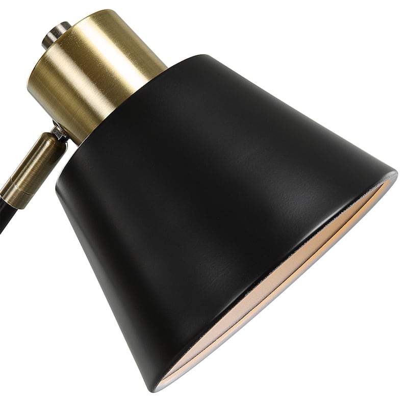 Porch & Den Black and Antique Brass Angled Pivoting Desk Lamp