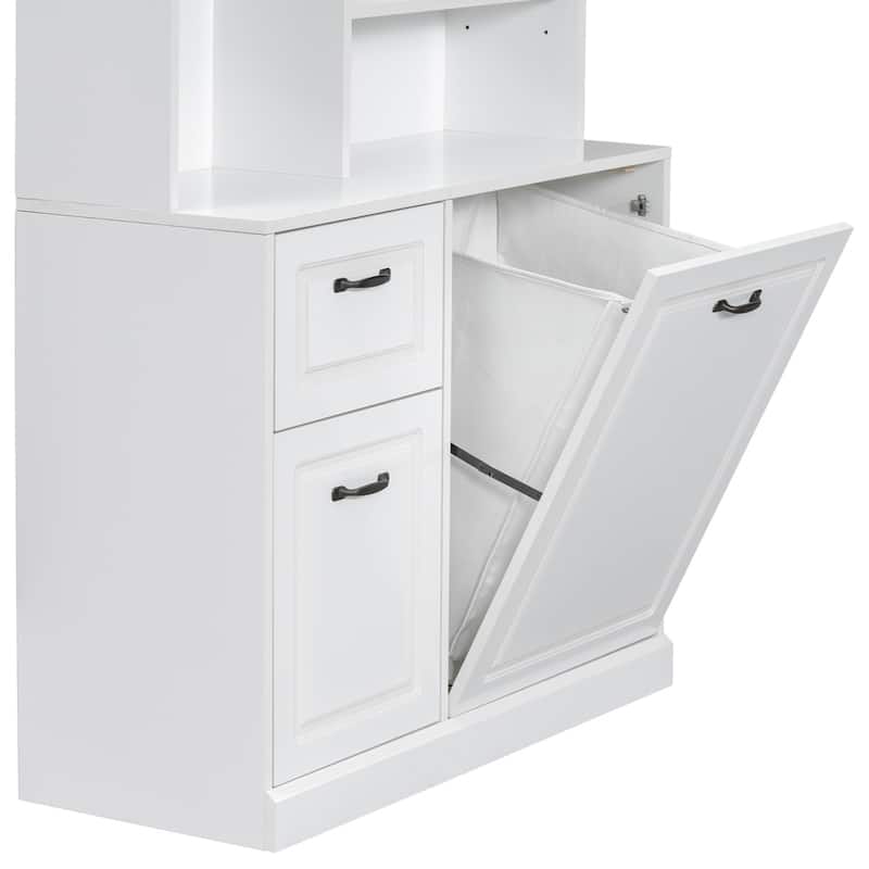 70.9'' Tall Free Standing Organizer, Tilt-Out Hamper Drawers Shelves