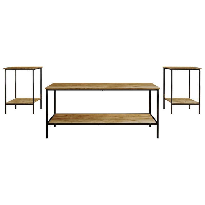 CraftPorch Simple 3- Pieces Coffee Table Set - Light Oak - 7'6" x 10'9" - Wood