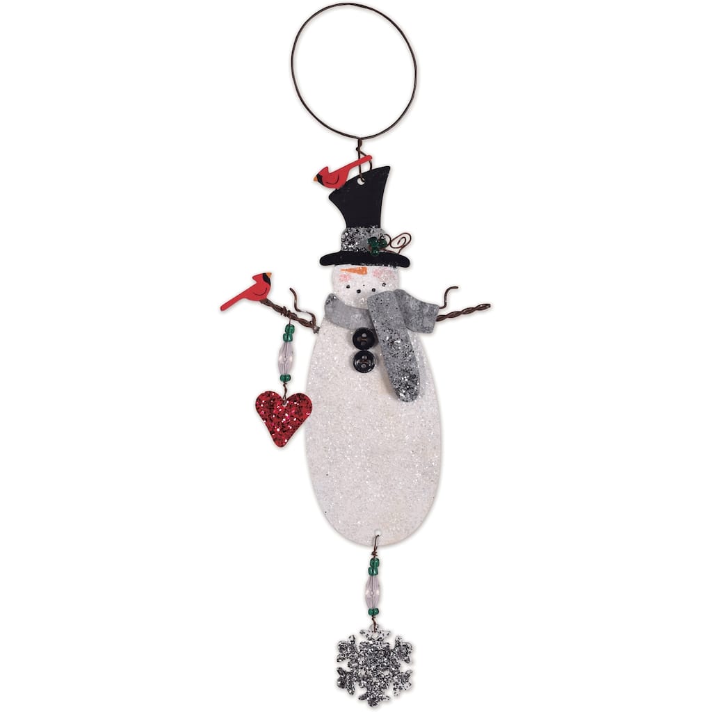Glitter Snowman Ornament -Set of 2