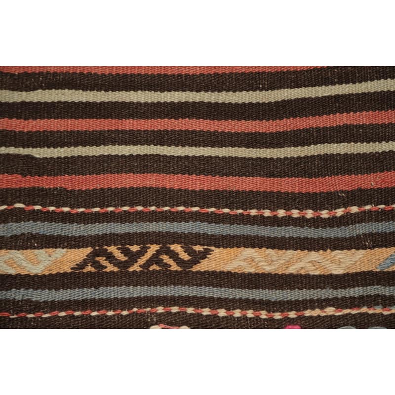 Hand Woven Oriental 100% Wool Carpet Southwestern Tribal Multi-Colored Kilim Area Rug - 7' 10'' X 6' 5''