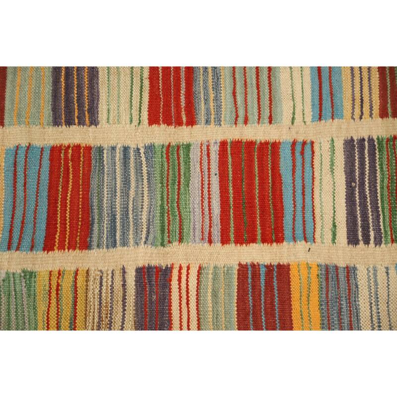 Hand Woven Oriental 100% Wool Carpet Southwestern Modern Multi-Colored Kilim Area Rug - 5' 1'' X 3' 3''